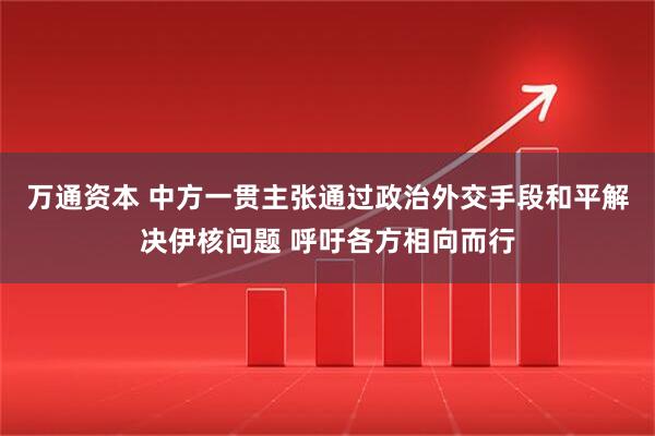 万通资本 中方一贯主张通过政治外交手段和平解决伊核问题 呼吁各方相向而行