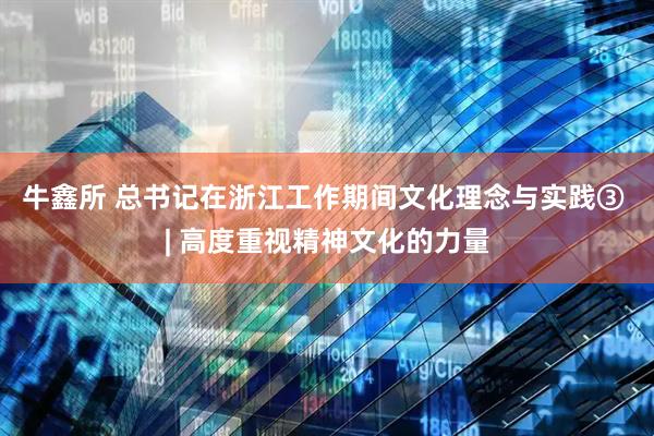牛鑫所 总书记在浙江工作期间文化理念与实践③ | 高度重视精神文化的力量