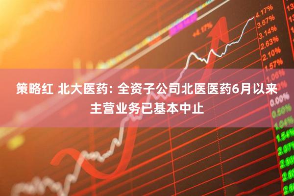 策略红 北大医药: 全资子公司北医医药6月以来主营业务已基本中止